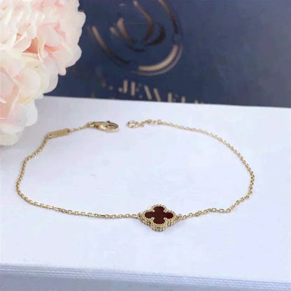 [Noble Jewelry]CLOVER  CARNELIAN SINGLE FLOWER BRACELET