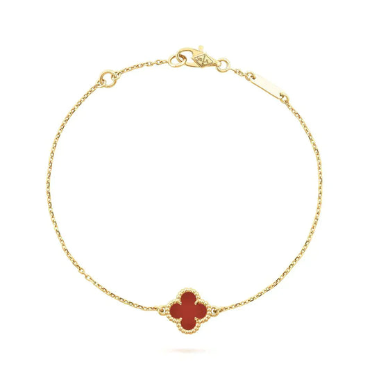 [Edler Schmuck] KLEEBLATT KARNEOL EINZELNE BLUME ARMBAND