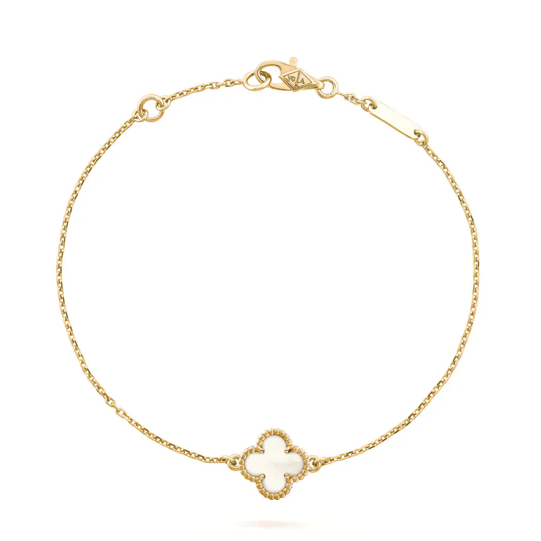 [Noble Jewelry]CLOVER WHITE MOP SINGLE FLOWER BRACELET