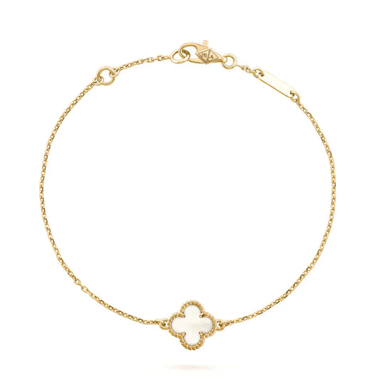 [Noble Jewelry]CLOVER WHITE MOP SINGLE FLOWER BRACELET