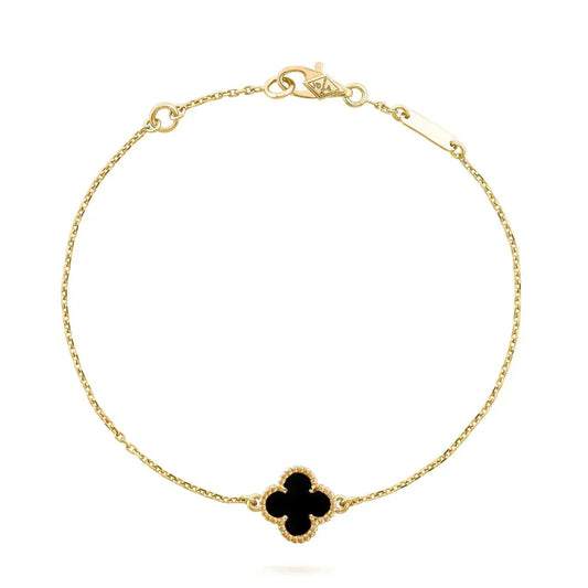 [Noble Jewelry]CLOVER ONYX SINGLE FLOWER BRACELET