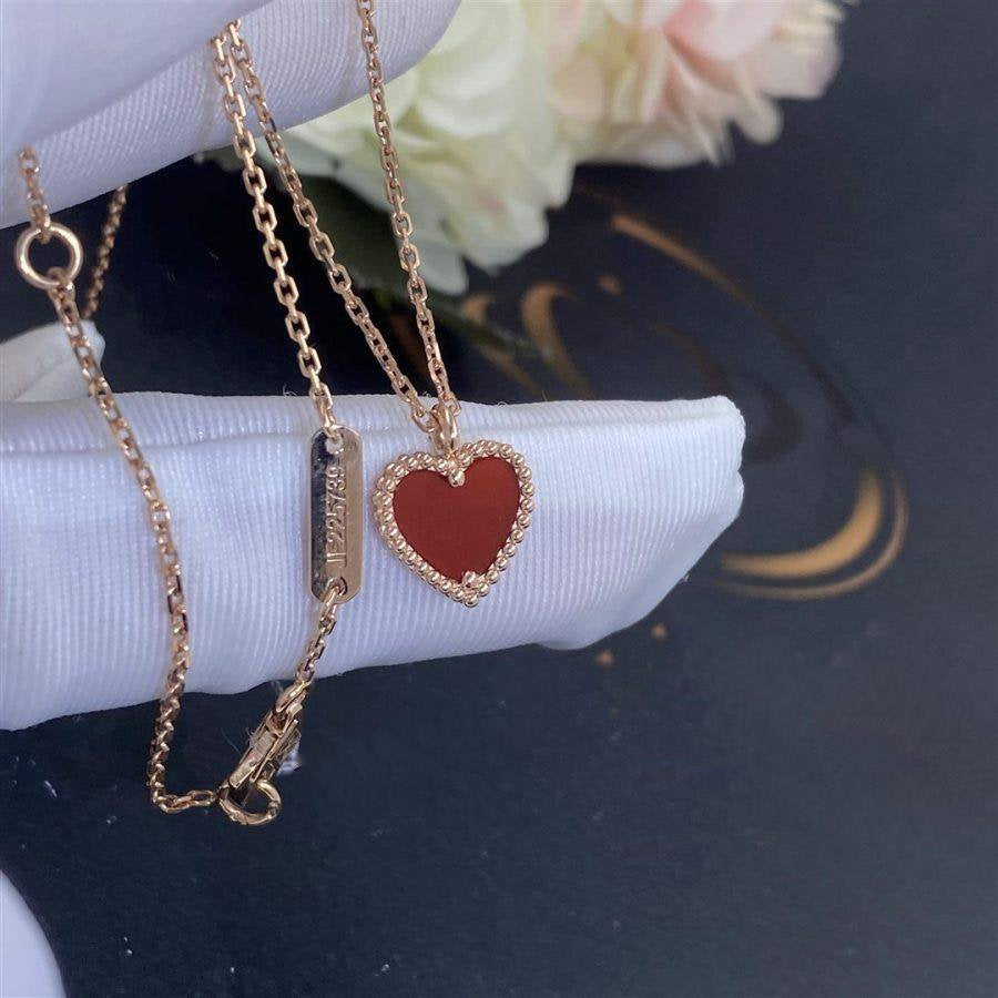 [Noble Jewelry]SWEET CLOVER CARNELIAN HEART NECKLACE