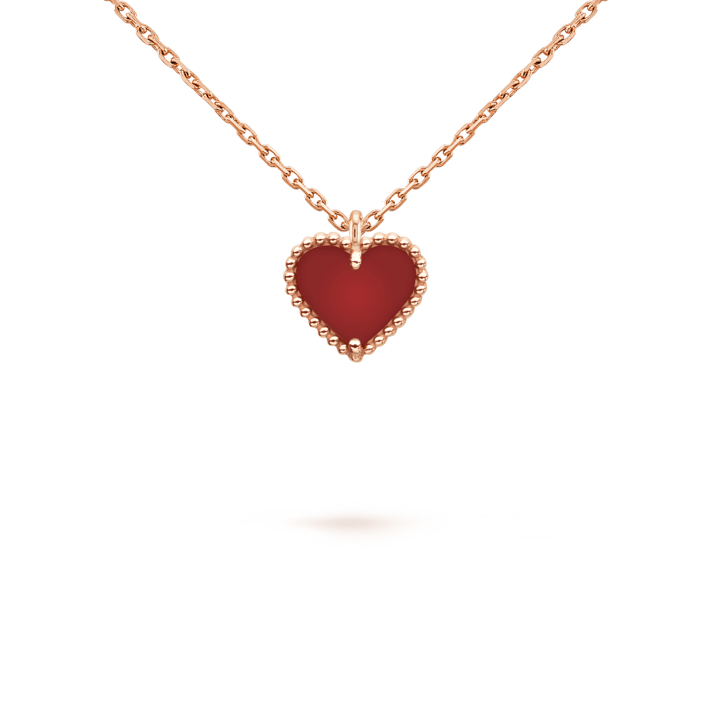 [Noble Jewelry]SWEET CLOVER CARNELIAN HEART NECKLACE