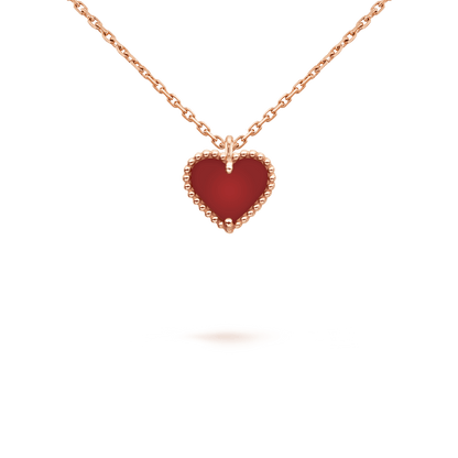 [Noble Jewelry]SWEET CLOVER CARNELIAN HEART NECKLACE