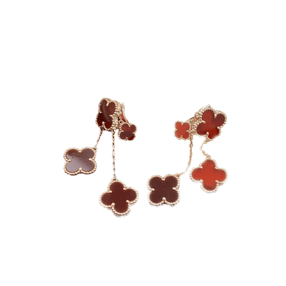 [Noble Jewelry]CLOVER EARRINGS CARNELIAN 4 MOTIFS PINK GOLD