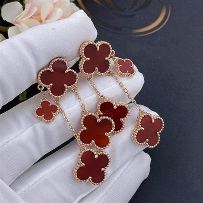 [Noble Jewelry]CLOVER EARRINGS CARNELIAN 4 MOTIFS PINK GOLD