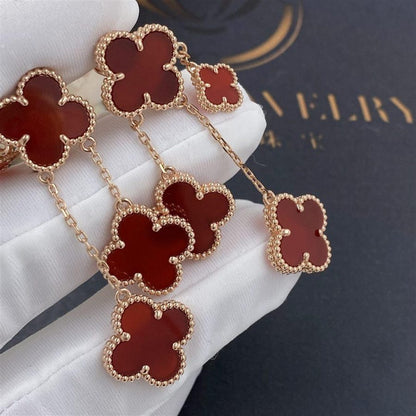 [Noble Jewelry]CLOVER EARRINGS CARNELIAN 4 MOTIFS PINK GOLD