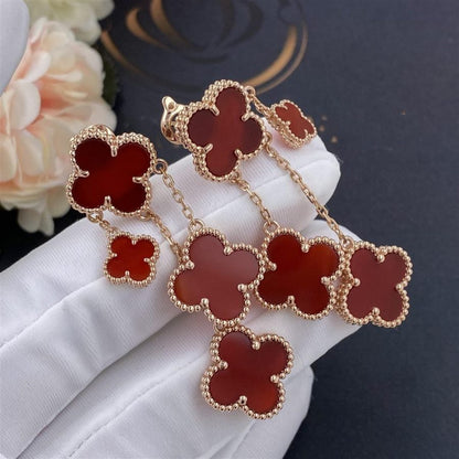 [Noble Jewelry]CLOVER EARRINGS CARNELIAN 4 MOTIFS PINK GOLD