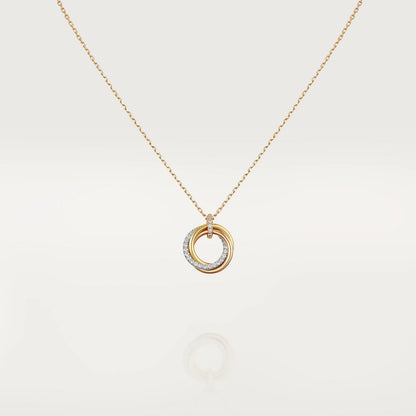 [Noble Jewelry]TRINITY NECKLACE SILVER GOLD PINK GOLD DIAMONDS