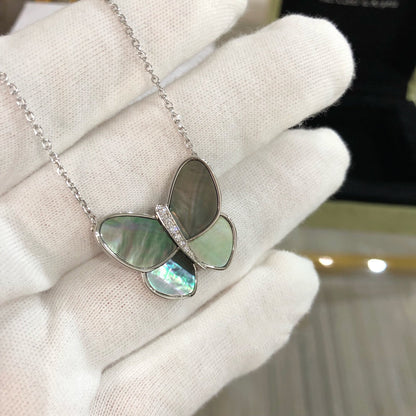 [Noble Jewelry]LARGE BUTTERFLY SILVER PENDANT DIAMOND NECKLACE