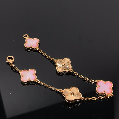 [Edler Schmuck]KLEEBLATT ARMBAND 5 MOTIV ROSA UND ROSA GOLD