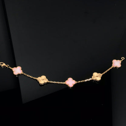 [Edler Schmuck]KLEEBLATT ARMBAND 5 MOTIV ROSA UND ROSA GOLD