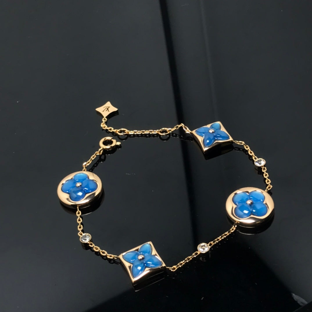 [Noble Jewelry]STAR AND SUN 4 MOTIF BLUE BRACELET