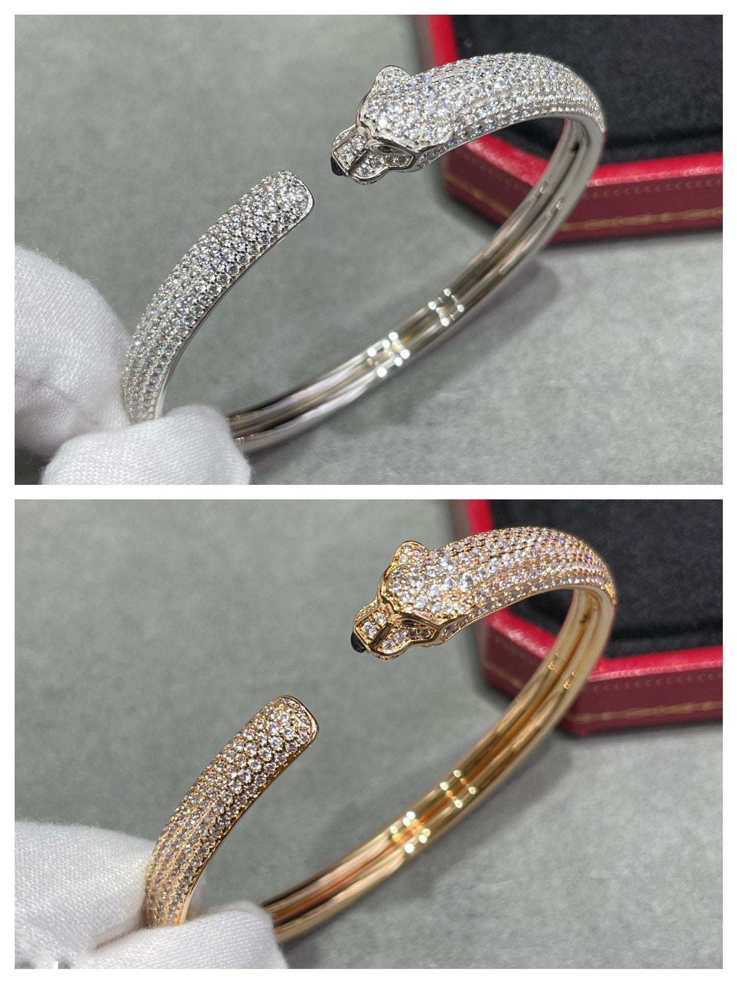 [Noble Jewelry]PANTHERE FULL DIAMOND OPEN BRACELET