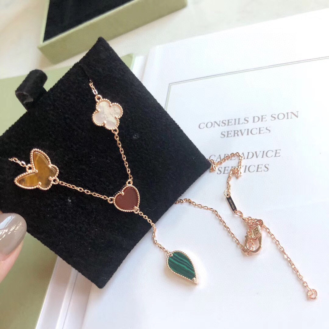 [Noble Jewelry]LUCKY SPRING 4 MOTIFS ROSE GOLD NECKLACE