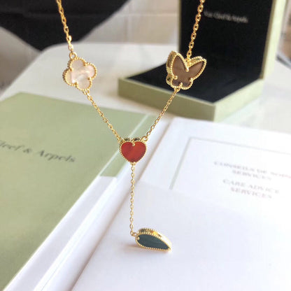 [Noble Jewelry]LUCKY SPRING 4 MOTIFS ROSE GOLD NECKLACE