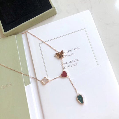 [Noble Jewelry]LUCKY SPRING 4 MOTIFS ROSE GOLD NECKLACE