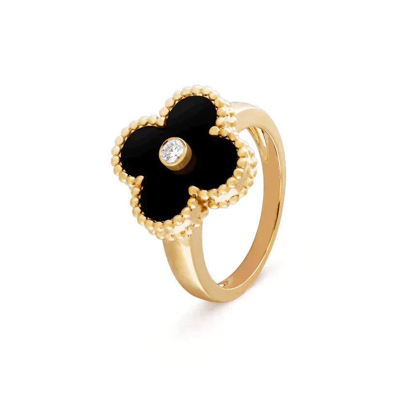 [Noble Jewelry]CLOVER ONYX RING GOLD DIAMOND