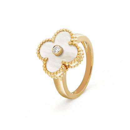 [Noble Jewelry]CLOVER PINK MOP RING GOLD DIAMOND