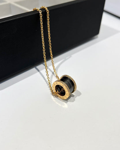 [Noble Jewelry]ZERO 1 BLACK CERAMIC DIAMOND PINK GOLD NECKLACE